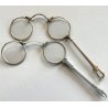 coppia antichi OCCHIALI LORGNETTE MANICO pieghevoli METALLO dorato argentato XIX