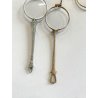coppia antichi OCCHIALI LORGNETTE MANICO pieghevoli METALLO dorato argentato XIX