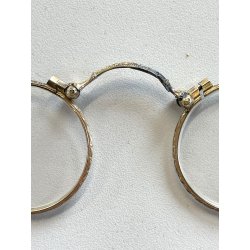coppia antichi OCCHIALI LORGNETTE MANICO pieghevoli METALLO dorato argentato XIX