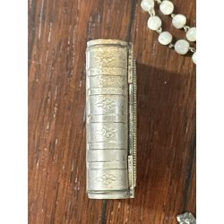 SCATOLA antica con ROSARIO argento 800 PORTA RELIQUIA croce PAPA ricordo ROMA