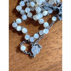 SCATOLA antica con ROSARIO argento 800 PORTA RELIQUIA croce PAPA ricordo ROMA