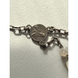 SCATOLA antica con ROSARIO argento 800 PORTA RELIQUIA croce PAPA ricordo ROMA