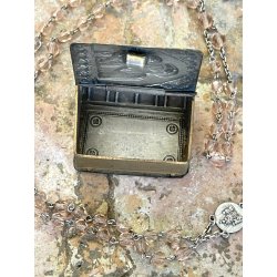 antica LIBRO SCATOLA con ROSARIO argento 800 porta reliquia MADONNA col BAMBINO