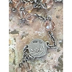 antica LIBRO SCATOLA con ROSARIO argento 800 porta reliquia MADONNA col BAMBINO