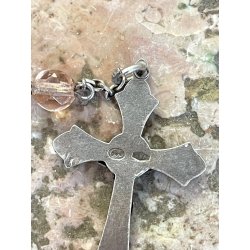 antica LIBRO SCATOLA con ROSARIO argento 800 porta reliquia MADONNA col BAMBINO