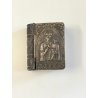 antica LIBRO SCATOLA con ROSARIO argento 800 porta reliquia MADONNA col BAMBINO