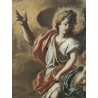 ANTICO QUADRO OVALE DIPINTO OLIO TELA epoca 700 ANGELO CUSTODE BAMBINO CORNICE