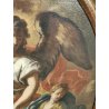 ANTICO QUADRO OVALE DIPINTO OLIO TELA epoca 700 ANGELO CUSTODE BAMBINO CORNICE