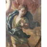 ANTICO QUADRO OVALE DIPINTO OLIO TELA epoca 700 ANGELO CUSTODE BAMBINO CORNICE