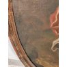 ANTICO QUADRO OVALE DIPINTO OLIO TELA epoca 700 ANGELO CUSTODE BAMBINO CORNICE