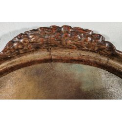 ANTICO QUADRO OVALE DIPINTO OLIO TELA epoca 700 ANGELO CUSTODE BAMBINO CORNICE