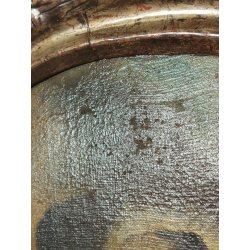 ANTICO QUADRO OVALE DIPINTO OLIO TELA epoca 700 ANGELO CUSTODE BAMBINO CORNICE