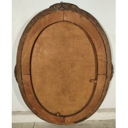 ANTICO QUADRO OVALE DIPINTO OLIO TELA epoca 700 ANGELO CUSTODE BAMBINO CORNICE