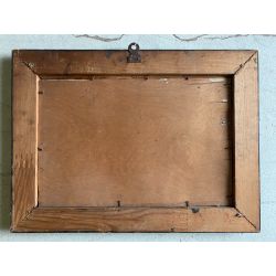 ANTICO DIPINTO OLIO TAVOLA PAESAGGIO MONTANO G. Venturini CORNICE GUILLOCHE '800