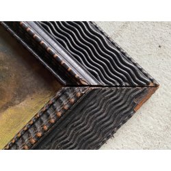 ANTICO DIPINTO OLIO TAVOLA PAESAGGIO MONTANO G. Venturini CORNICE GUILLOCHE '800