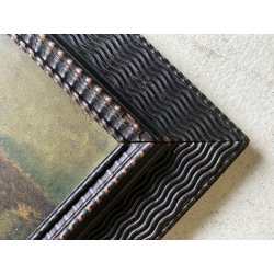 ANTICO DIPINTO OLIO TAVOLA PAESAGGIO MONTANO G. Venturini CORNICE GUILLOCHE '800