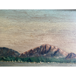 ANTICO DIPINTO OLIO TAVOLA PAESAGGIO MARINA G. Venturini CORNICE GUILLOCHE '800