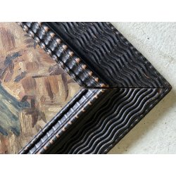 ANTICO DIPINTO OLIO TAVOLA PAESAGGIO MARINA G. Venturini CORNICE GUILLOCHE '800