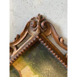 ANTICO QUADRO OLIO Omero Solaro PAESAGGIO MONTANO BAITA CORNICE SCOLPITA VOLUTE