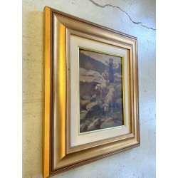 ANTICO QUADRO OLIO SCENA GENERE RIPRODUZIONE PASTORELLA con PECORE DI S. Bruzzi