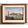QUADRO DIPINTO OLIO TELA PAESAGGIO LAGO MAGGIORE ROCCA CASTELLO ANGERA ARONA '66