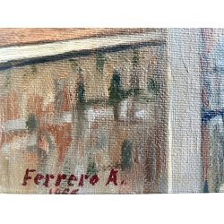 QUADRO DIPINTO OLIO TELA PAESAGGIO LAGO MAGGIORE ROCCA CASTELLO ANGERA ARONA '66