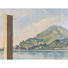 QUADRO DIPINTO OLIO TELA PAESAGGIO LAGO MAGGIORE ROCCA CASTELLO ANGERA ARONA '66