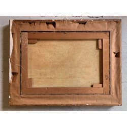 QUADRO DIPINTO OLIO TELA PAESAGGIO LAGO MAGGIORE ROCCA CASTELLO ANGERA ARONA '66