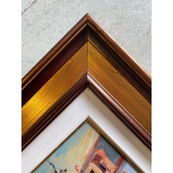 DIPINTO OLIO TAVOLA Carlo Monti PAESAGGIO P.zza DEL Popolo ARONA LAGO MAGGIORE