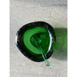 SVUOTATASCHE POSACENERE BOWL VETRO Murano DECORO FOGLIATO ARGENTO VENEZIA '40