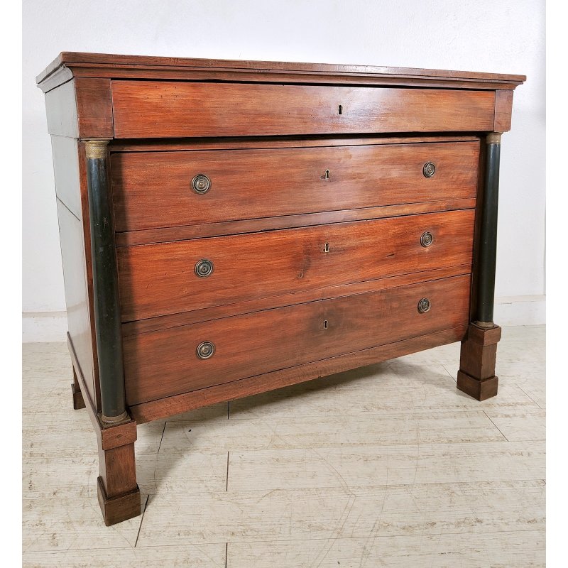 ANTICO COMO IMPERO 4 CASSETTI con SEGRETO NOCE 800 CASSETTONE mobile CASSETTIERA