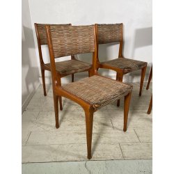 5 SEDIE VINTAGE ANNI 60 FIRMATE CASSINA CARLO DE CARLI LEGNO SEDUTA STOFFA ITALY