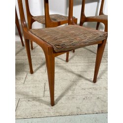 5 SEDIE VINTAGE ANNI 60 FIRMATE CASSINA CARLO DE CARLI LEGNO SEDUTA STOFFA ITALY