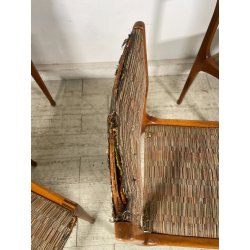 5 SEDIE VINTAGE ANNI 60 FIRMATE CASSINA CARLO DE CARLI LEGNO SEDUTA STOFFA ITALY