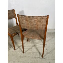 5 SEDIE VINTAGE ANNI 60 FIRMATE CASSINA CARLO DE CARLI LEGNO SEDUTA STOFFA ITALY