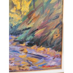QUADRO DIPINTO olio tela Carlo Monti PAESAGGIO TRAMONTO d' INVERNO Lago Maggiore