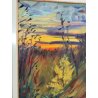 QUADRO DIPINTO olio tela Carlo Monti PAESAGGIO TRAMONTO d' INVERNO Lago Maggiore