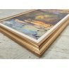 QUADRO DIPINTO olio tela Carlo Monti PAESAGGIO TRAMONTO d' INVERNO Lago Maggiore