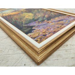 QUADRO DIPINTO olio tela Carlo Monti PAESAGGIO TRAMONTO d' INVERNO Lago Maggiore