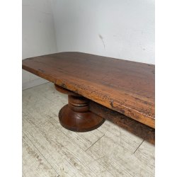 ANTICO TAVOLO BASSO da SALOTTO fumè epoca 1800 LEGNO NOCE COLONNA TAVOLINO OLD