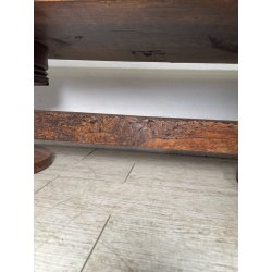 ANTICO TAVOLO BASSO da SALOTTO fumè epoca 1800 LEGNO NOCE COLONNA TAVOLINO OLD