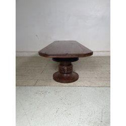 ANTICO TAVOLO BASSO da SALOTTO fumè epoca 1800 LEGNO NOCE COLONNA TAVOLINO OLD