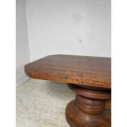 ANTICO TAVOLO BASSO da SALOTTO fumè epoca 1800 LEGNO NOCE COLONNA TAVOLINO OLD