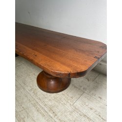 ANTICO TAVOLO BASSO da SALOTTO fumè epoca 1800 LEGNO NOCE COLONNA TAVOLINO OLD