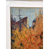 QUADRO DIPINTO olio tela Carlo Monti PAESAGGIO ALBERO AUTUNNO Lago Maggiore
