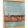 QUADRO DIPINTO olio tela Carlo Monti PAESAGGIO Arona Lago Maggiore PANORAMICO