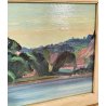 QUADRO DIPINTO olio tela Carlo Monti PAESAGGIO Arona Lago Maggiore PANORAMICO