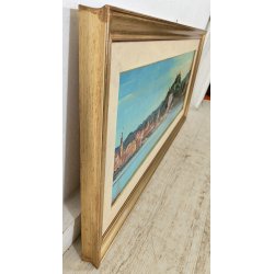 QUADRO DIPINTO olio tela Carlo Monti PAESAGGIO Arona Lago Maggiore PANORAMICO