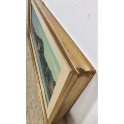 QUADRO DIPINTO olio tela Carlo Monti PAESAGGIO Arona Lago Maggiore PANORAMICO