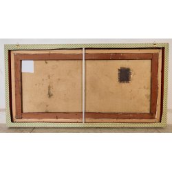 QUADRO DIPINTO olio tela Carlo Monti PAESAGGIO PANORAMICO BARCHE Lago Maggiore